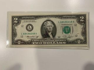 1976 Uncirculated Two Dollar Bill Crisp $2 Federal Reserve Note From