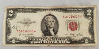 1953 Two Dollar Bill " Red Seal " $2 Us Note