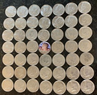 49 Silver Clad Coins Kennedy Half Dollars 1966 1967 1968
