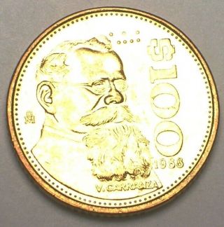 1988 Mexico Mexican 100 Pesos Carranza Eagle Coin Xf,
