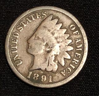 1891 Indian Head Penny Bronze One Cent Coin Us