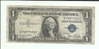 1935 D Error Miscut Silver Certificate Note Dollar $1 Blue Seal