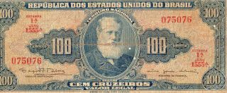 Brazil 1966 - 67 10 Centavos On 100 Cruzeiros Currency