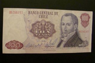 Chile 100 Pesos 1981 Crisp Xf