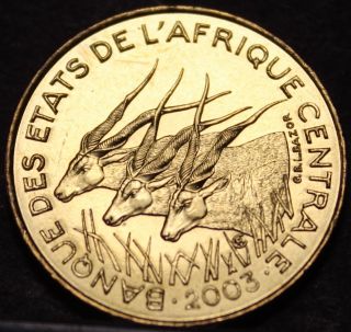 Central African States 5 Francs,  2003 Gem Unc 3 Giant Eland
