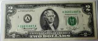1976 Federal Reserve Note $2 Dollar Bill - Uncirculated
