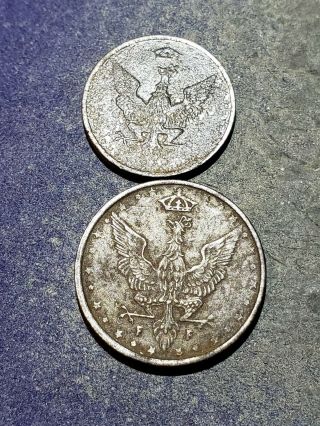 Poland 1917 Ff 5,  10 Fenigow,  Iron Wwi Polish German Occupation Coin