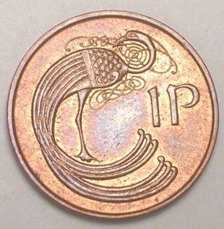 1994 Ireland Irish One 1 Penny Stylized Bird Coin Xf