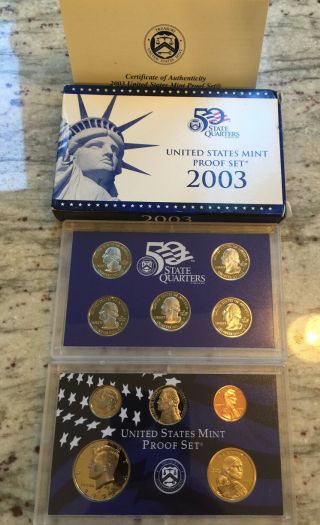 2003 - S - United - States - - Clad - Proof - Set - With - U - S - Quarters - Set - Of - 10 - Coins 2003