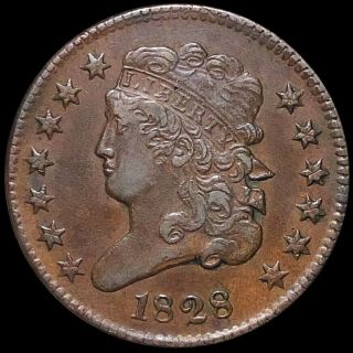 1828 Classic Head Half Cent Nearly Uncirculated Philadelphia Copper Coin No Res