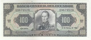 Ecuador 100 Sucres 1994 Issue Banknote P123ac In Unc