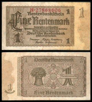 1 Rentenmark 1937 - Rentenbankschein Pick: 173b - Series: N 27868606 - " Vg "