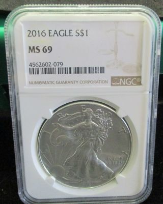 2016 American Silver Eagle - Ngc Ms 69 - Brown Label - 079 Enn Coins