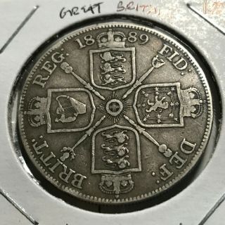 Great Britain 1889 Silver Victoria Double Florin Coin
