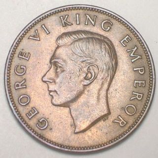 1940 Zealand One 1 Penny Tui Bird WWII Era Coin XF 2