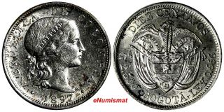 Colombia Silver 1897 10 Centavos Brussels 1 Year Type Km 188