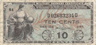 Usa / Mpc 10 Cents 1948 Series 481 Plate 84 Circulated Banknote M2