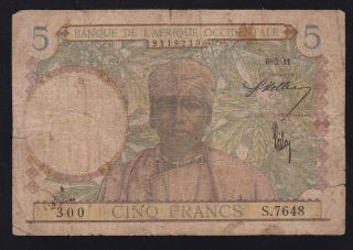 West African States - - - - - 5 Francs 1941 - - - - - Vg/f - - -