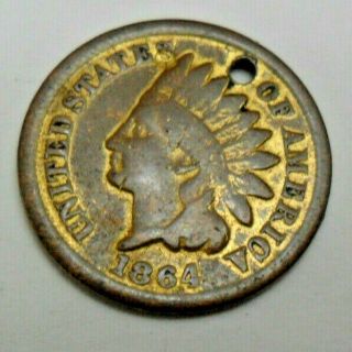 1864 P Indian Head Cent Penny Bronze Gold Plated Pendant