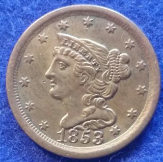 1853 Half Cent - Choice About Uncirculated Coin - L@@k