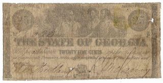 Csa 1863 State Of Georgia,  25 Cents Bank Note,  Issued 1/1/63,  Cr15,  Circulated