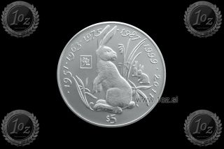Liberia 5 Dollars 1997 (year Of The Rabbit) Commemorative Coin (km 354) Unc
