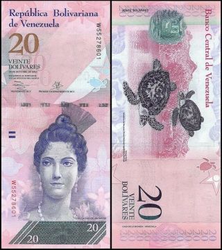 Venezuela 20 Bolivares,  2007 - 2017,  P - 91,  Unc World Currency