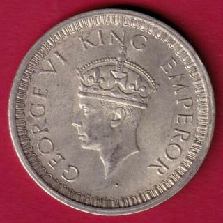 British India - 1942 Aunc - Bombay - Kg Vi - One Rupee - Silver Coin Bz2