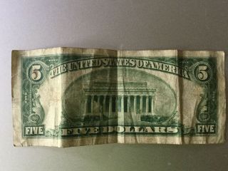 1950 - B $5 Five Dollar Federal Reserve Note Bill US Currency 2