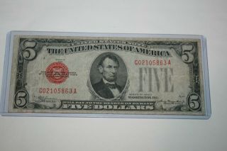 1928 C $5 Red Seal Note