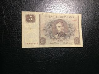 Sweden Banknote 5 Kronor 1963