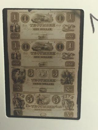 1800’s The Tecumseh Bank $1 Dollar,  $3 & $5 Money “photo Negative Slide”