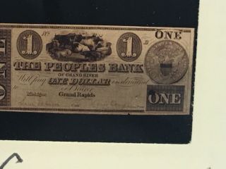 1800’s The Peoples Bank Of Grand River $1 Dollar Money “photo Negative Slide”