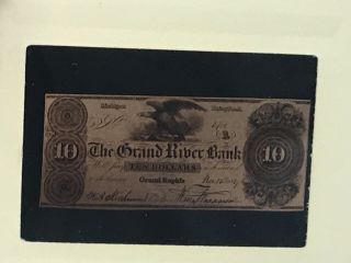 1800’s The Grand River Bank $10 Dollar Money “photo Negative Slide”