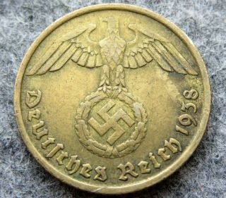 Germany Third Reich 1938 D 10 Reichspfennig Swastika