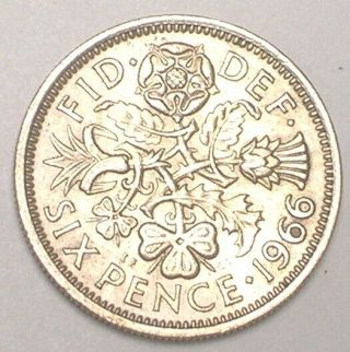 1966 Uk Britain British Six 6 Pence Garland Coin Xf