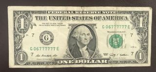 Lucky 7’s 2009 $1 Dollar Bill Frn Near Solid 6 In A Row
