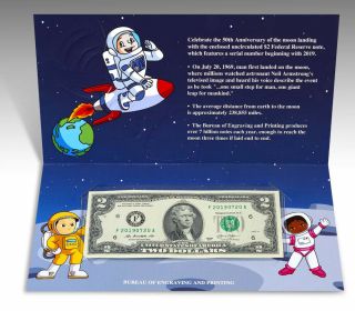 2019 $2 Note Rocketship Celebrating the 50th Year of the 1969 Moon Landing (2/5) 5