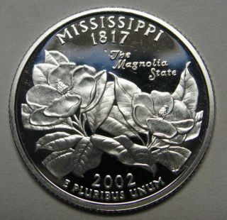 2002 - S Mississippi Gem Dcam Silver Proof State Quarter Stunning Coin