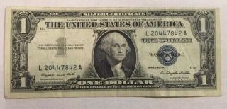 1957 A $1 Dollar Bill Silver Certificate Note Old Paper Money