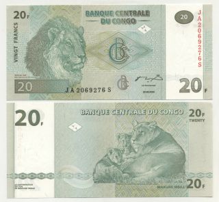Congo Dem.  Rep.  20 Francs 30 - 6 - 2003 Pick 94 Unc Printer Hdm