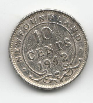Canada Newfoundland Silver 10 Cents 1942 King 13e By Coinmountain