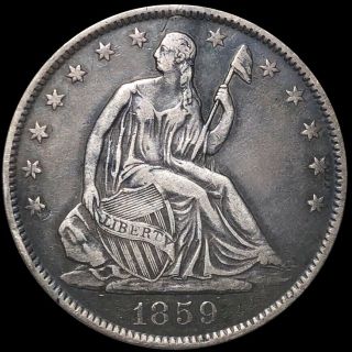 1859 - O Seated Half Dollar Lightly Circulated Orleans Ms Bu Liberty Silver