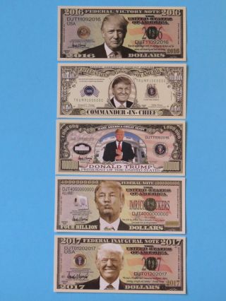 5 Different President Of Usa Donald Trump $1,  000,  000 One Million Dollar Bills