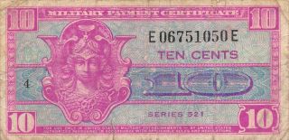 Usa / Mpc 10 Cents 1952 Series 521 Plate 4 Circulated Banknote