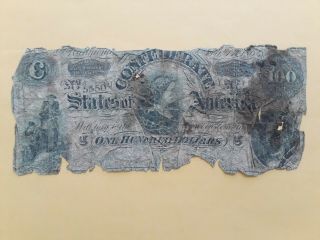 1864 Confederate States Of America One Hundred Dollar Bill