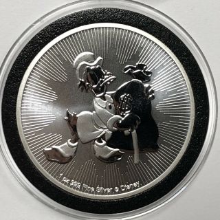 2018 Scrooge Mcduck Niue Collectible Coin 1 Troy Oz.  999 Fine Silver Round Medal