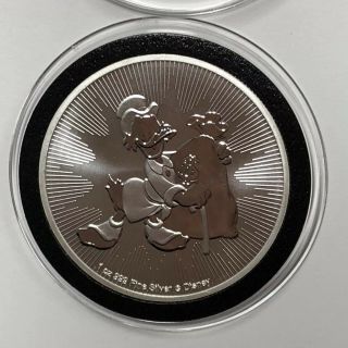 2018 Scrooge McDuck Niue Collectible Coin 1 Troy Oz.  999 Fine Silver Round Medal 3