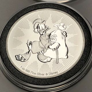 2018 Scrooge McDuck Niue Collectible Coin 1 Troy Oz.  999 Fine Silver Round Medal 5