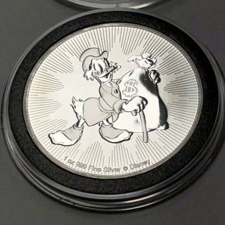 2018 Scrooge McDuck Niue Collectible Coin 1 Troy Oz.  999 Fine Silver Round Medal 7